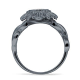 Sunflower Twisted Vine Leaf Engagement Ring Cubic Zirconia 925 Sterling Silver