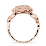 Sunflower Twisted Vine Leaf Engagement Ring Cubic Zirconia 925 Sterling Silver