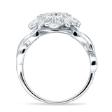 Sunflower Twisted Vine Leaf Engagement Ring Cubic Zirconia 925 Sterling Silver