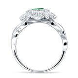 Sunflower Twisted Vine Leaf Engagement Ring Cubic Zirconia 925 Sterling Silver