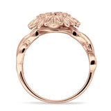 Sunflower Twisted Vine Leaf Engagement Ring Cubic Zirconia 925 Sterling Silver