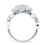 Sunflower Twisted Vine Leaf Engagement Ring Cubic Zirconia 925 Sterling Silver