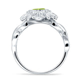Sunflower Twisted Vine Leaf Engagement Ring Cubic Zirconia 925 Sterling Silver