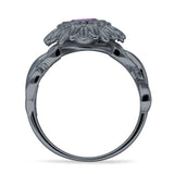 Sunflower Twisted Vine Leaf Engagement Ring Cubic Zirconia 925 Sterling Silver