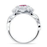 Sunflower Twisted Vine Leaf Engagement Ring Cubic Zirconia 925 Sterling Silver