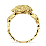Sunflower Twisted Vine Leaf Engagement Ring Cubic Zirconia 925 Sterling Silver