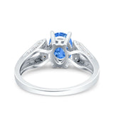 Oval Art Deco Wedding Engagement Ring Simulated Cubic Zirconia 925 Sterling Silver