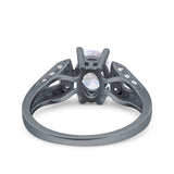 Oval Art Deco Wedding Engagement Ring Simulated Cubic Zirconia 925 Sterling Silver