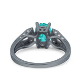 Oval Art Deco Wedding Engagement Ring Simulated Cubic Zirconia 925 Sterling Silver