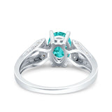 Oval Art Deco Wedding Engagement Ring Simulated Cubic Zirconia 925 Sterling Silver
