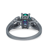 Oval Art Deco Wedding Engagement Ring Simulated Cubic Zirconia 925 Sterling Silver