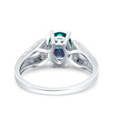 Oval Art Deco Wedding Engagement Ring Simulated Cubic Zirconia 925 Sterling Silver