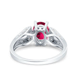 Oval Art Deco Wedding Engagement Ring Simulated Cubic Zirconia 925 Sterling Silver