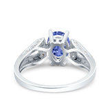 Oval Art Deco Wedding Engagement Ring Simulated Cubic Zirconia 925 Sterling Silver