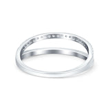 Half Eternity Ring Wedding Engagement Band Round Simulated Cubic Zirconia 925 Sterling Silver (6mm)