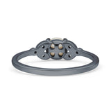 Art Deco Wedding Round Simulated White Pearl Engagement Ring 925 Sterling Silver