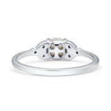 Art Deco Wedding Round Simulated White Pearl Engagement Ring 925 Sterling Silver