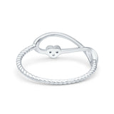 Infinity & Heart Ring Wedding Engagement Band Round Simulated Cubic Zirconia 925 Sterling Silver (7mm)