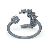 Moon & Star Ring Wedding Engagement Band Round Simulated Cubic Zirconia 925 Sterling Silver (14mm)