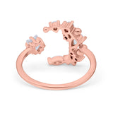 Moon & Star Ring Wedding Engagement Band Round Simulated Cubic Zirconia 925 Sterling Silver (14mm)