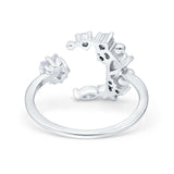 Moon & Star Ring Wedding Engagement Band Round Simulated Cubic Zirconia 925 Sterling Silver (14mm)
