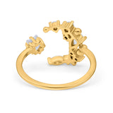 Moon & Star Ring Wedding Engagement Band Round Simulated Cubic Zirconia 925 Sterling Silver (14mm)