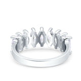 Half Eternity Marquise Ring Wedding Engagement Band Simulated Cubic Zirconia 925 Sterling Silver (7mm)