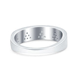 Half Eternity Ring Wedding Engagement Band Triangle White Opal Simulated Cubic Zirconia 925 Sterling Silver