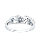 Half Eternity Ring Wedding Engagement Band Baguette Simulated Cubic Zirconia 925 Sterling Silver (6mm)