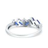 Half Eternity Baguette Ring Band Simulated Blue Sapphire CZ 925 Sterling Silver (5mm)