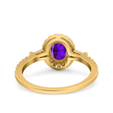 Halo Oval Art Deco Wedding Engagement Ring Simulated Cubic Zirconia 925 Sterling Silver