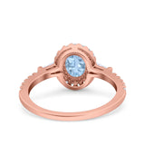 Halo Oval Art Deco Wedding Engagement Ring Simulated Cubic Zirconia 925 Sterling Silver