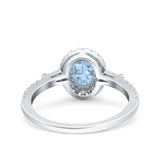 Halo Oval Art Deco Wedding Engagement Ring Simulated Cubic Zirconia 925 Sterling Silver