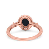 Halo Oval Art Deco Wedding Engagement Ring Simulated Cubic Zirconia 925 Sterling Silver