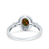 Halo Oval Art Deco Wedding Engagement Ring Simulated Cubic Zirconia 925 Sterling Silver
