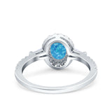Halo Oval Art Deco Wedding Engagement Ring Simulated Cubic Zirconia 925 Sterling Silver
