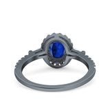 Halo Oval Art Deco Wedding Engagement Ring Simulated Cubic Zirconia 925 Sterling Silver