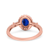 Halo Oval Art Deco Wedding Engagement Ring Simulated Cubic Zirconia 925 Sterling Silver