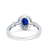 Halo Oval Art Deco Wedding Engagement Ring Simulated Cubic Zirconia 925 Sterling Silver