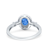 Halo Oval Art Deco Wedding Engagement Ring Simulated Cubic Zirconia 925 Sterling Silver