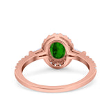 Halo Oval Art Deco Wedding Engagement Ring Simulated Cubic Zirconia 925 Sterling Silver