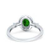 Halo Oval Art Deco Wedding Engagement Ring Simulated Cubic Zirconia 925 Sterling Silver