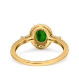 Halo Oval Art Deco Wedding Engagement Ring Simulated Cubic Zirconia 925 Sterling Silver