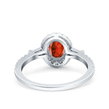 Halo Oval Art Deco Wedding Engagement Ring Simulated Cubic Zirconia 925 Sterling Silver