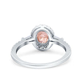 Halo Oval Art Deco Wedding Engagement Ring Simulated Cubic Zirconia 925 Sterling Silver