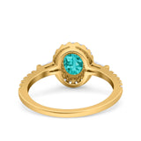 Halo Oval Art Deco Wedding Engagement Ring Simulated Cubic Zirconia 925 Sterling Silver