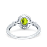 Halo Oval Art Deco Wedding Engagement Ring Simulated Cubic Zirconia 925 Sterling Silver
