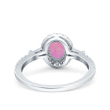 Halo Oval Art Deco Wedding Engagement Ring Simulated Cubic Zirconia 925 Sterling Silver