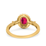 Halo Oval Art Deco Wedding Engagement Ring Simulated Cubic Zirconia 925 Sterling Silver