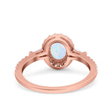 Halo Oval Art Deco Wedding Engagement Ring Simulated Cubic Zirconia 925 Sterling Silver